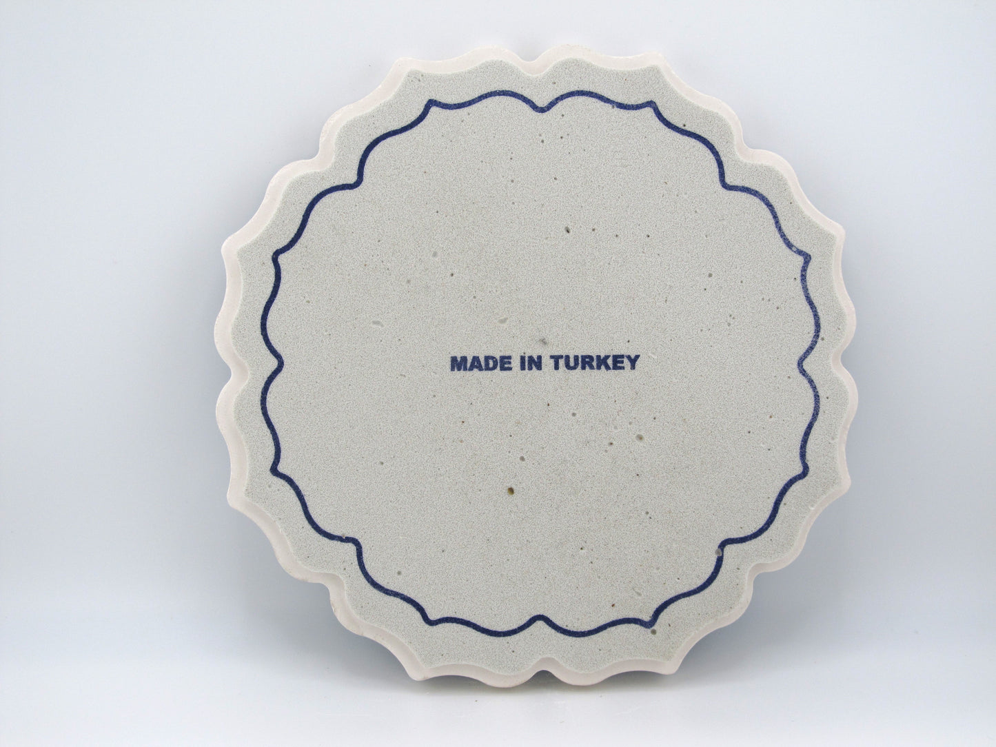 Round Turkish Hot Pad Traditional Blue Flower Design