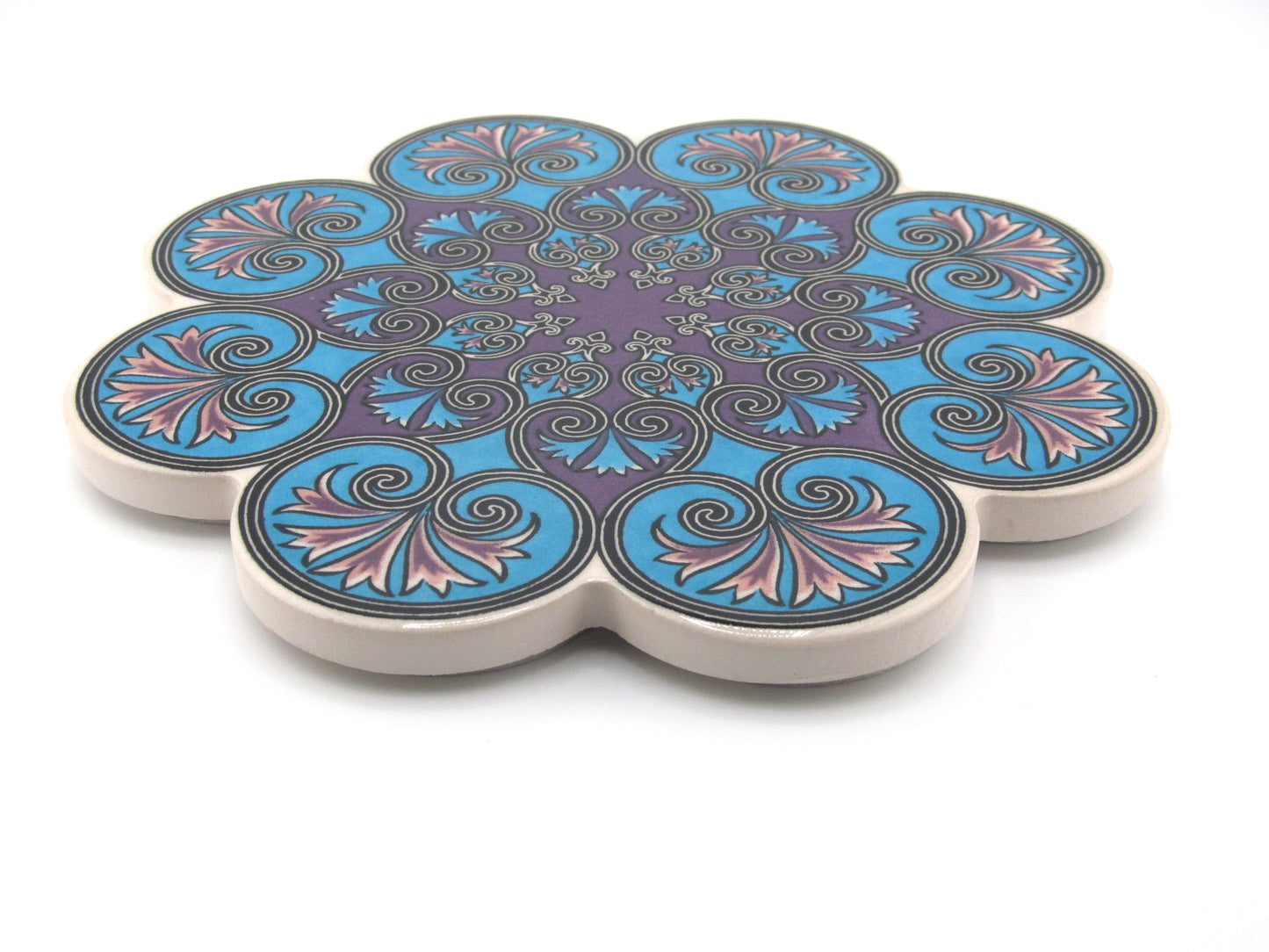 Turkish Hot Pad Traditional Purple Floral Design