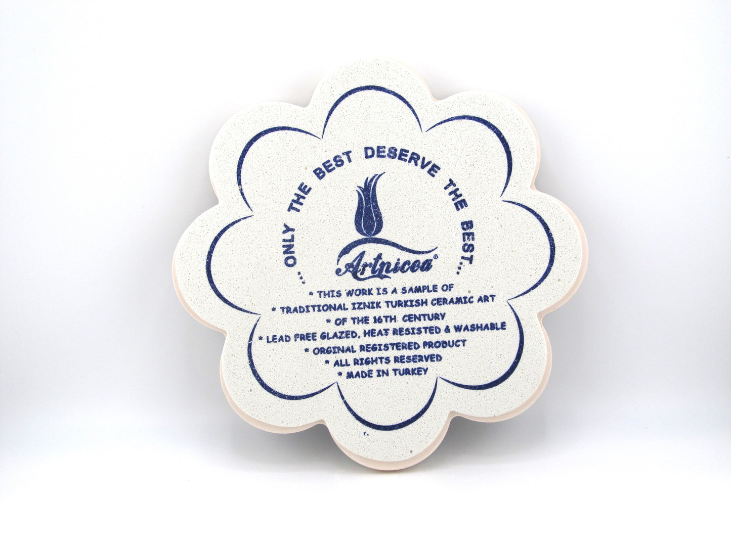 Turkish Hot Pad Traditional Floral Blue Design