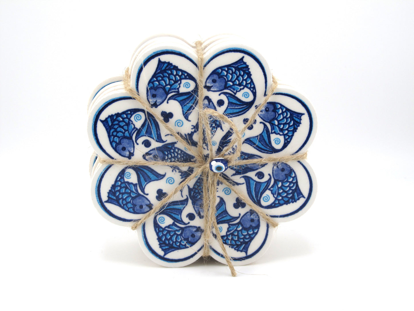 Ceramic Coaster Bunch Fish Spiral Style