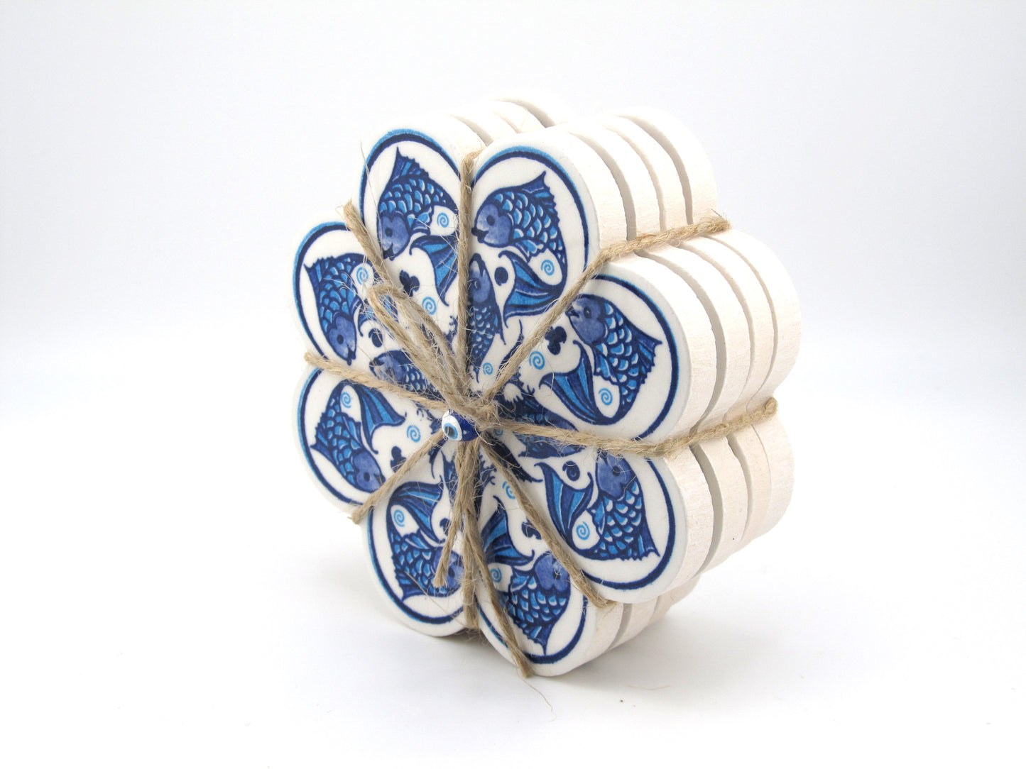 Ceramic Coaster Bunch Fish Spiral Style