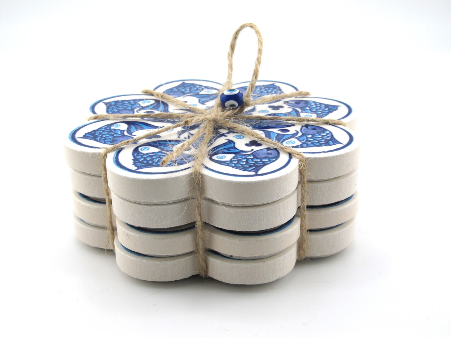 Ceramic Coaster Bunch Fish Spiral Style
