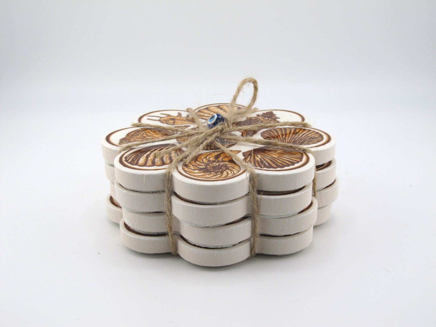 Ceramic Coaster Bunch Triple Seashell Design