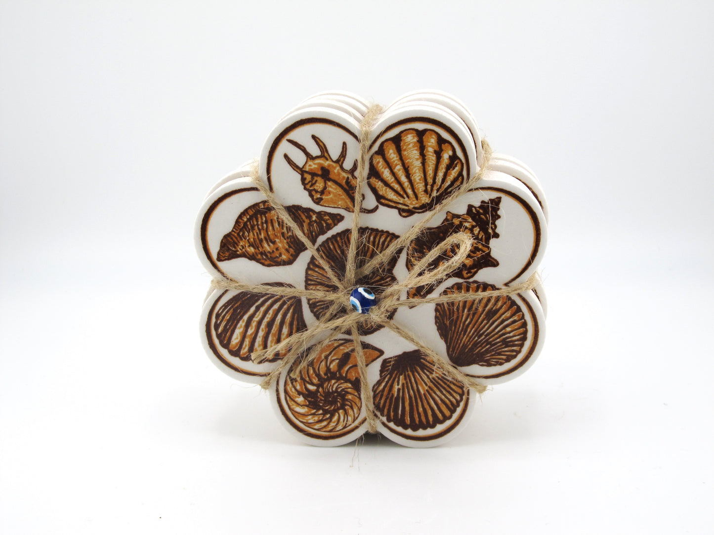 Ceramic Coaster Bunch Triple Seashell Design