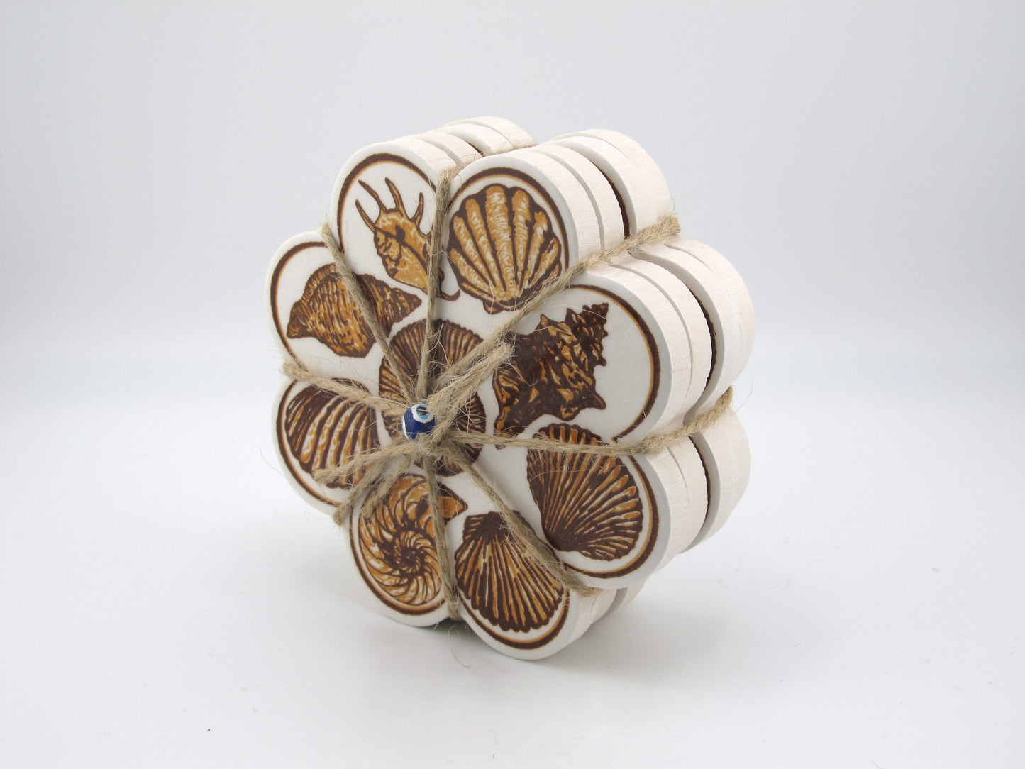 Ceramic Coaster Bunch Triple Seashell Design